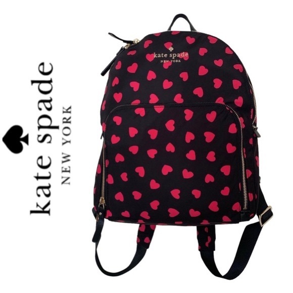 ❤️KATE SPADE! Nylon Midnight HEARTS Backpack - Picture 6 of 11
